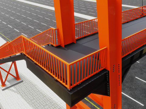 Rope Tension Pedestrian Overpass 3D Model