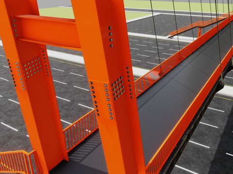 Rope Tension Pedestrian Overpass 3D Model