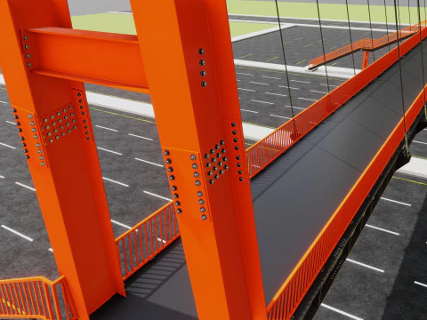 Rope Tension Pedestrian Overpass 3D Model