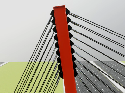 Rope Tension Pedestrian Overpass 3D Model