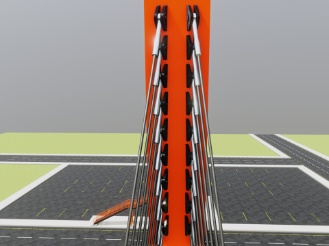 Rope Tension Pedestrian Overpass 3D Model