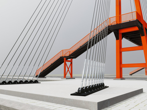 Rope Tension Pedestrian Overpass 3D Model