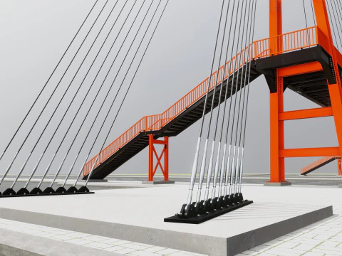 Rope Tension Pedestrian Overpass 3D Model