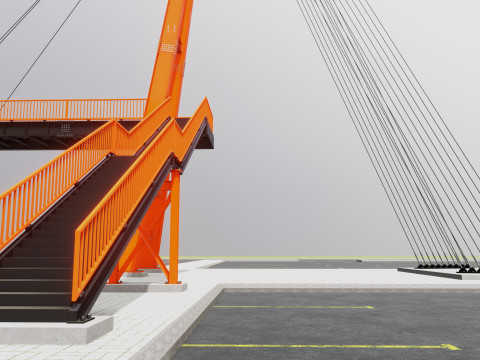 Rope Tension Pedestrian Overpass 3D Model
