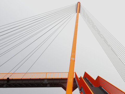 Rope Tension Pedestrian Overpass 3D Model
