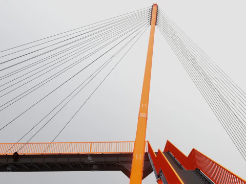 Rope Tension Pedestrian Overpass 3D Model