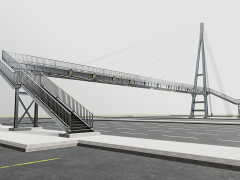 Rope Tension Pedestrian Overpass 3D Model