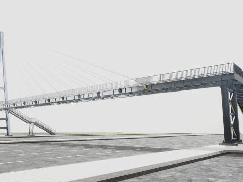 Rope Tension Pedestrian Overpass 3D Model