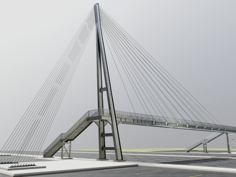 Rope Tension Pedestrian Overpass 3D Model