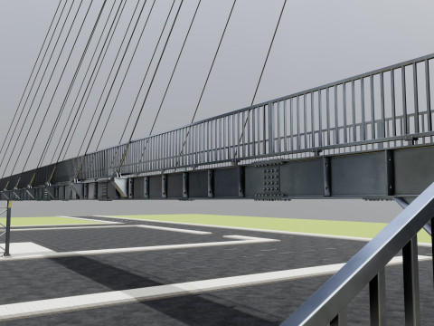Rope Tension Pedestrian Overpass 3D Model