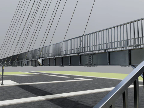 Rope Tension Pedestrian Overpass 3D Model