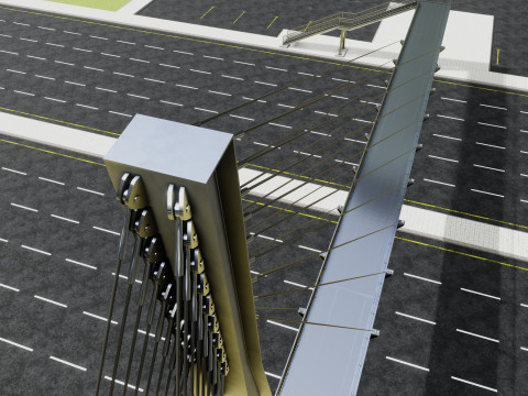 Rope Tension Pedestrian Overpass 3D Model