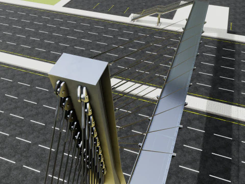 Rope Tension Pedestrian Overpass 3D Model