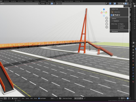 Rope Tension Pedestrian Overpass 3D Model