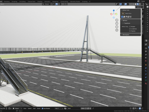 Rope Tension Pedestrian Overpass 3D Model