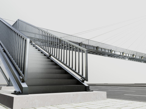 Rope Tension Pedestrian Overpass 3D Model