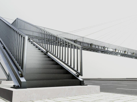 Rope Tension Pedestrian Overpass 3D Model