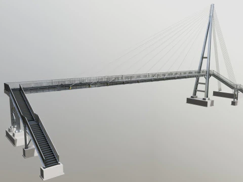 Rope Tension Pedestrian Overpass 3D Model