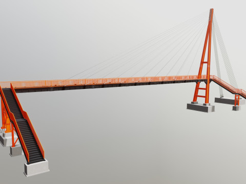Rope Tension Pedestrian Overpass 3D Model