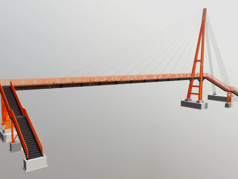 Rope Tension Pedestrian Overpass 3D Model