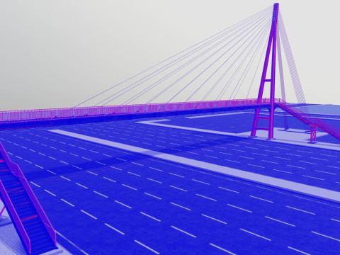 Rope Tension Pedestrian Overpass 3D Model