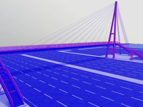 Rope Tension Pedestrian Overpass 3D Model