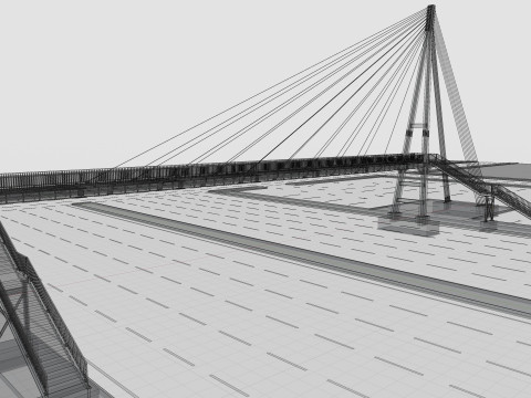 Rope Tension Pedestrian Overpass 3D Model