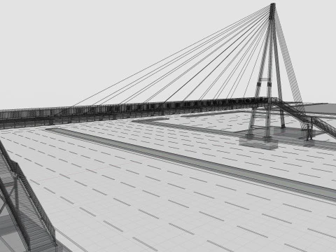 Rope Tension Pedestrian Overpass 3D Model