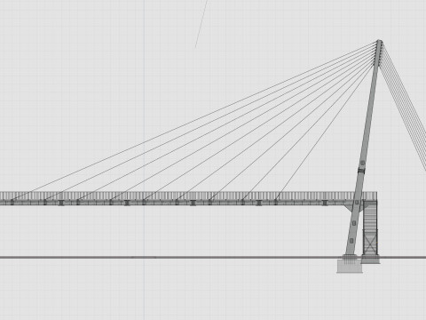 Rope Tension Pedestrian Overpass 3D Model