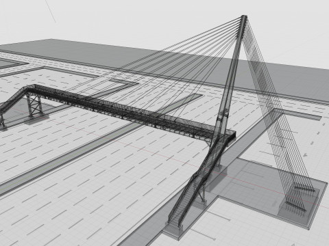 Rope Tension Pedestrian Overpass 3D Model