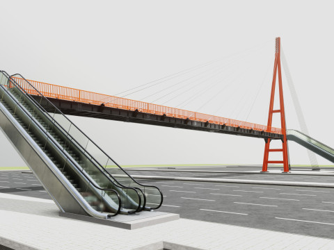 Rope Tension Pedestrian Overpass Escalator 3Dモデル
