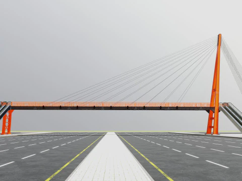 Rope Tension Pedestrian Overpass Escalator 3D Model
