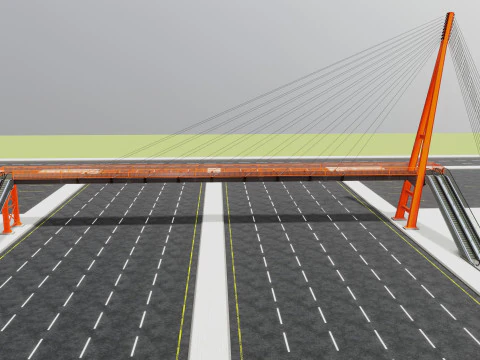 Rope Tension Pedestrian Overpass Escalator 3D Model