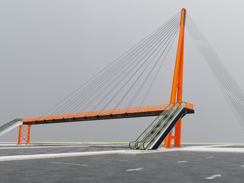 Rope Tension Pedestrian Overpass Escalator 3Dモデル
