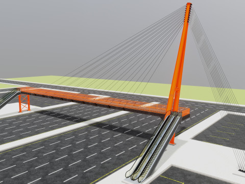 Rope Tension Pedestrian Overpass Escalator 3Dモデル