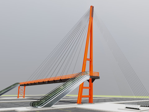 Rope Tension Pedestrian Overpass Escalator 3Dモデル