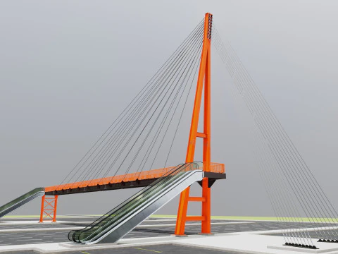 Rope Tension Pedestrian Overpass Escalator 3D Model