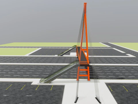 Rope Tension Pedestrian Overpass Escalator 3D Model
