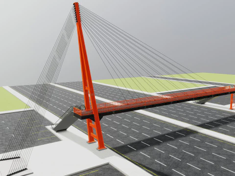 Rope Tension Pedestrian Overpass Escalator 3D Model