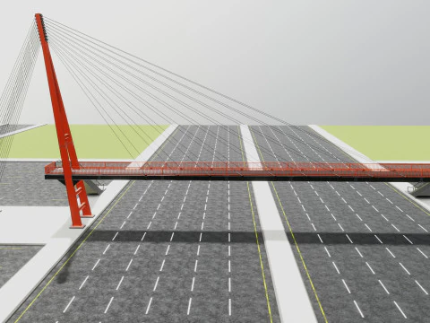 Rope Tension Pedestrian Overpass Escalator 3D Model