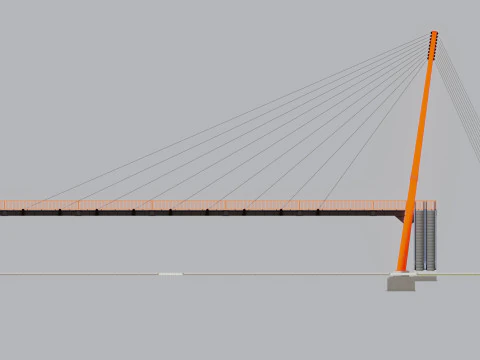 Rope Tension Pedestrian Overpass Escalator 3D Model
