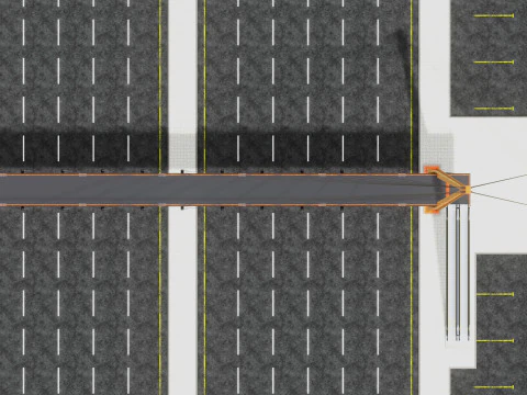 Rope Tension Pedestrian Overpass Escalator 3D Model