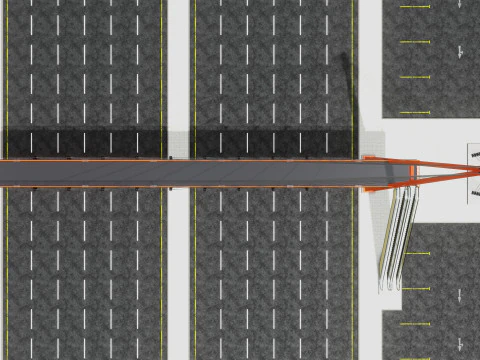 Rope Tension Pedestrian Overpass Escalator 3D Model