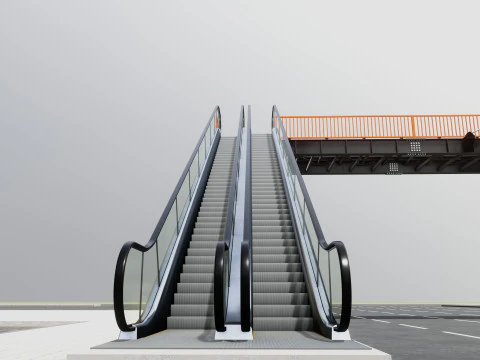 Rope Tension Pedestrian Overpass Escalator 3D Model