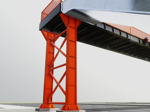 Rope Tension Pedestrian Overpass Escalator 3D Model