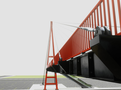 Rope Tension Pedestrian Overpass Escalator 3Dモデル