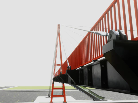 Rope Tension Pedestrian Overpass Escalator 3D Model