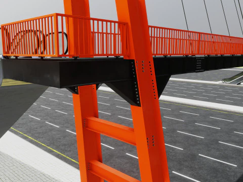 Rope Tension Pedestrian Overpass Escalator 3D Model