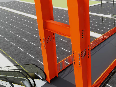 Rope Tension Pedestrian Overpass Escalator 3D Model