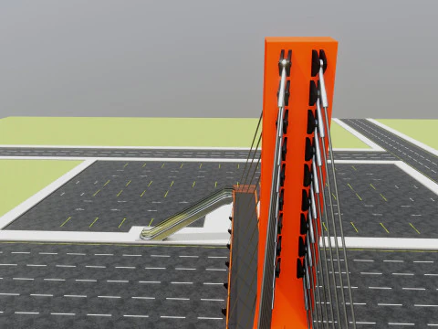 Rope Tension Pedestrian Overpass Escalator 3D Model